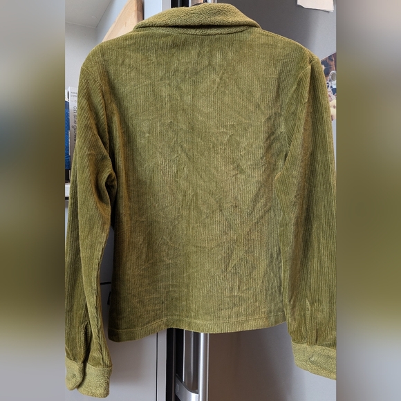 Vintage Stretchy Velour Green Top Medium - Picture 2 of 3